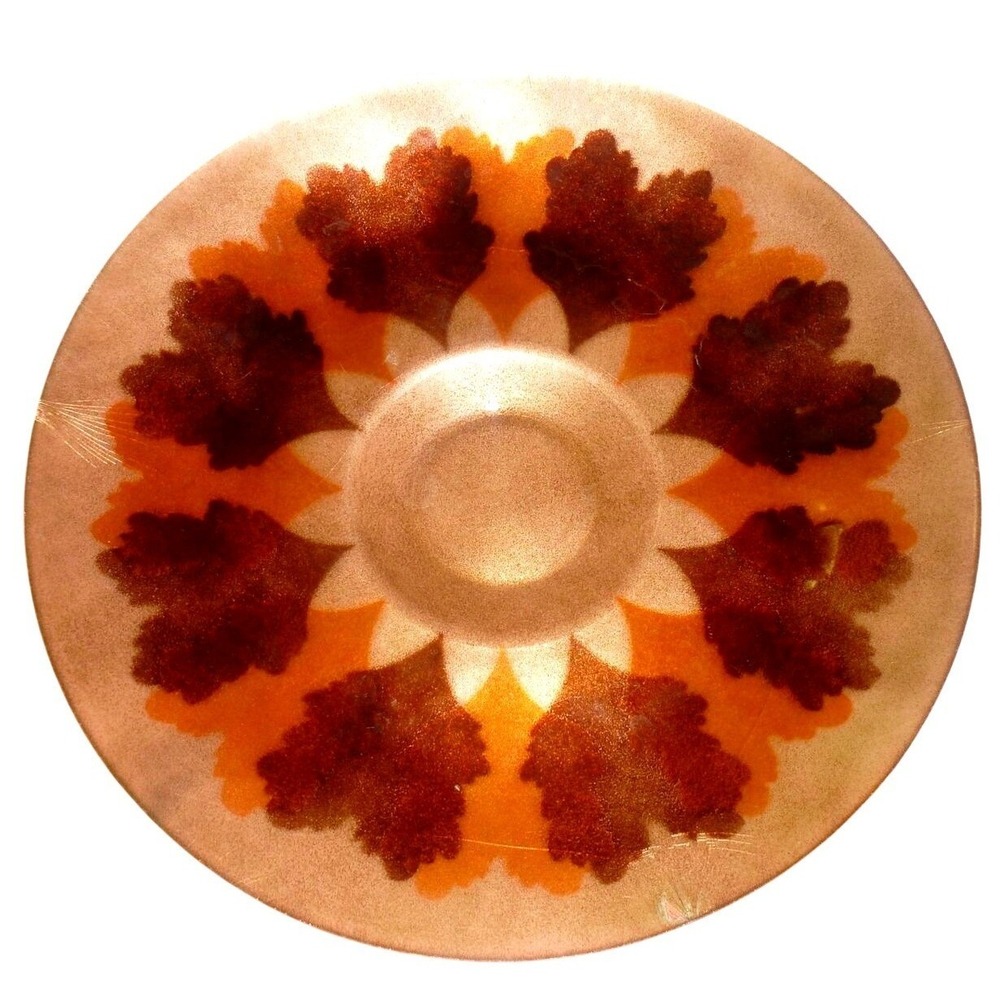 Vintage Annemarie Davidson Enamel on Copper Plate Leaf Starburst Signed Label